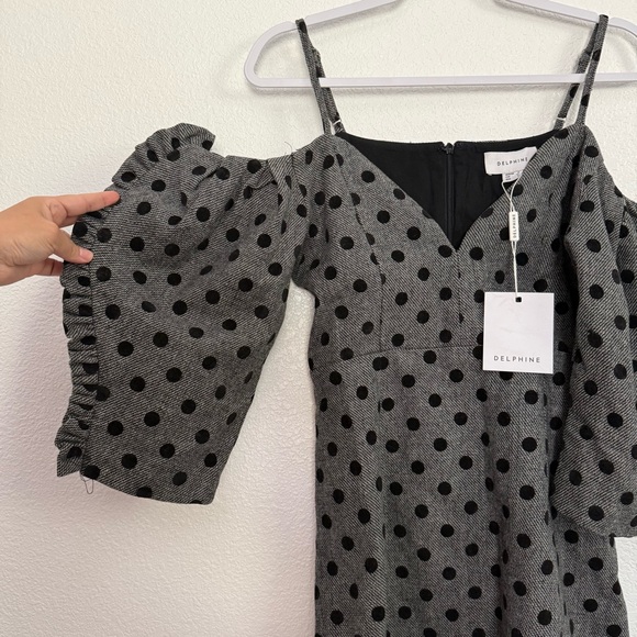 NWT Delphine The Label Hear Me Howl Polka Dot Dress in Gray 4 - Picture 3 of 9